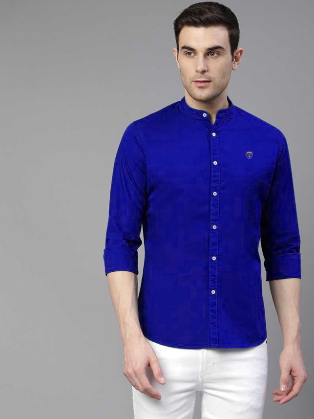 FUBAR Men Solid Casual Blue Shirt - Buy ...